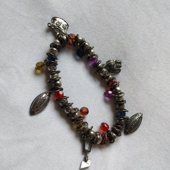 Football themed charm bracelet beaten metal - Picture 4 of 6